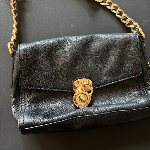 Michael Kors Small Shoulder Black Leather Crossbody Bag - Picture 2 of 13